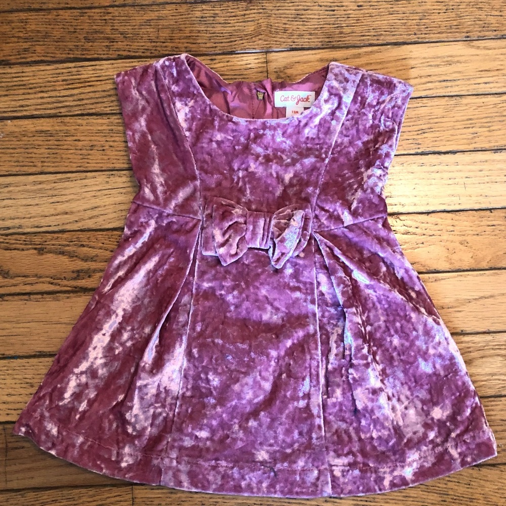 Crushed velvet dusty rose dress